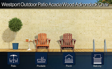 Westport Outdoor Patio Traditional Acacia Wood Adirondack Chair - JONATHAN Y